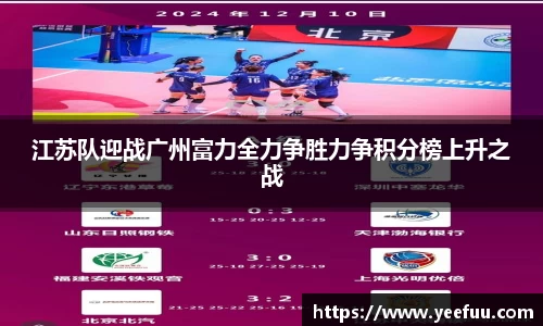 江苏队迎战广州富力全力争胜力争积分榜上升之战